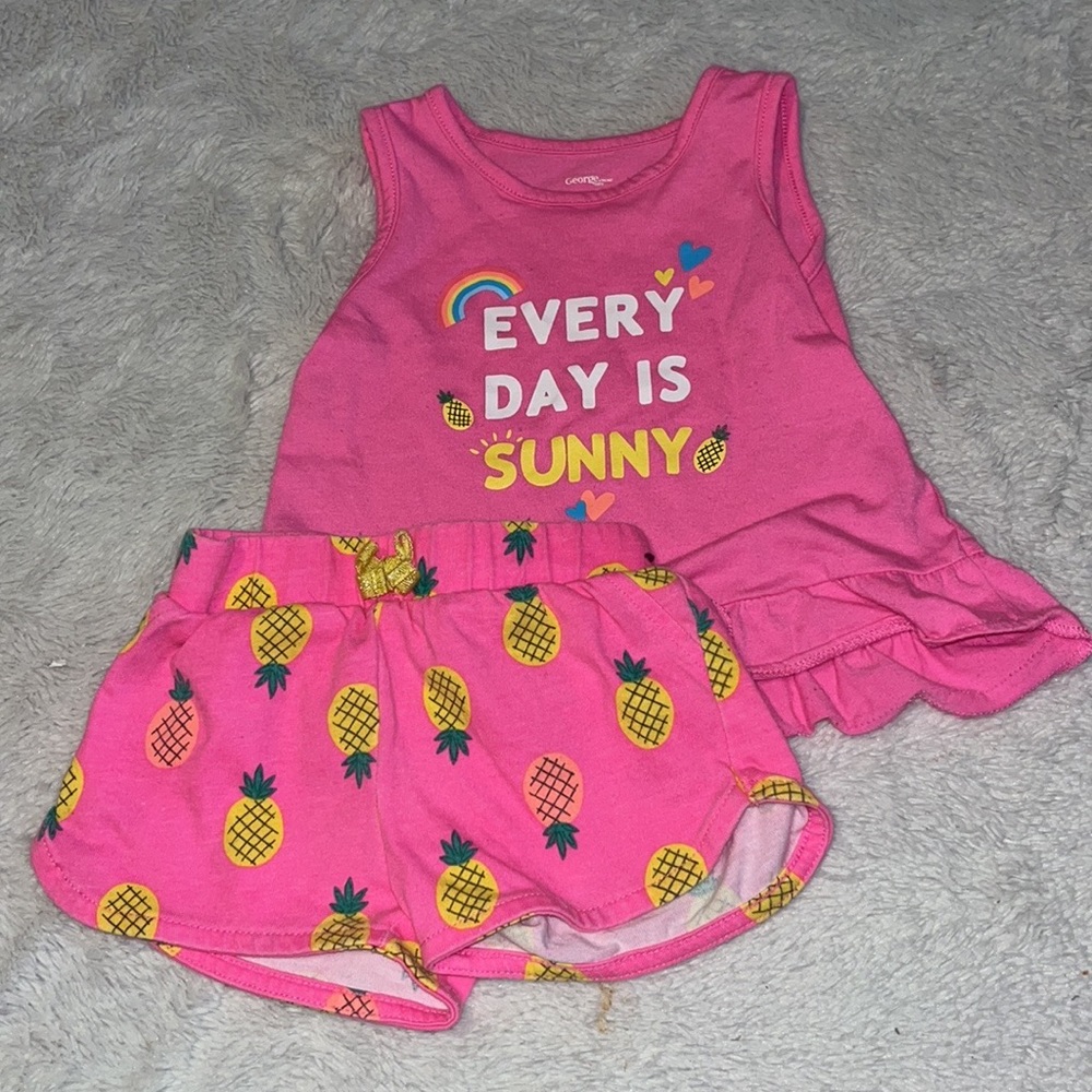 George matching summer pink pineapple set 6-12 months